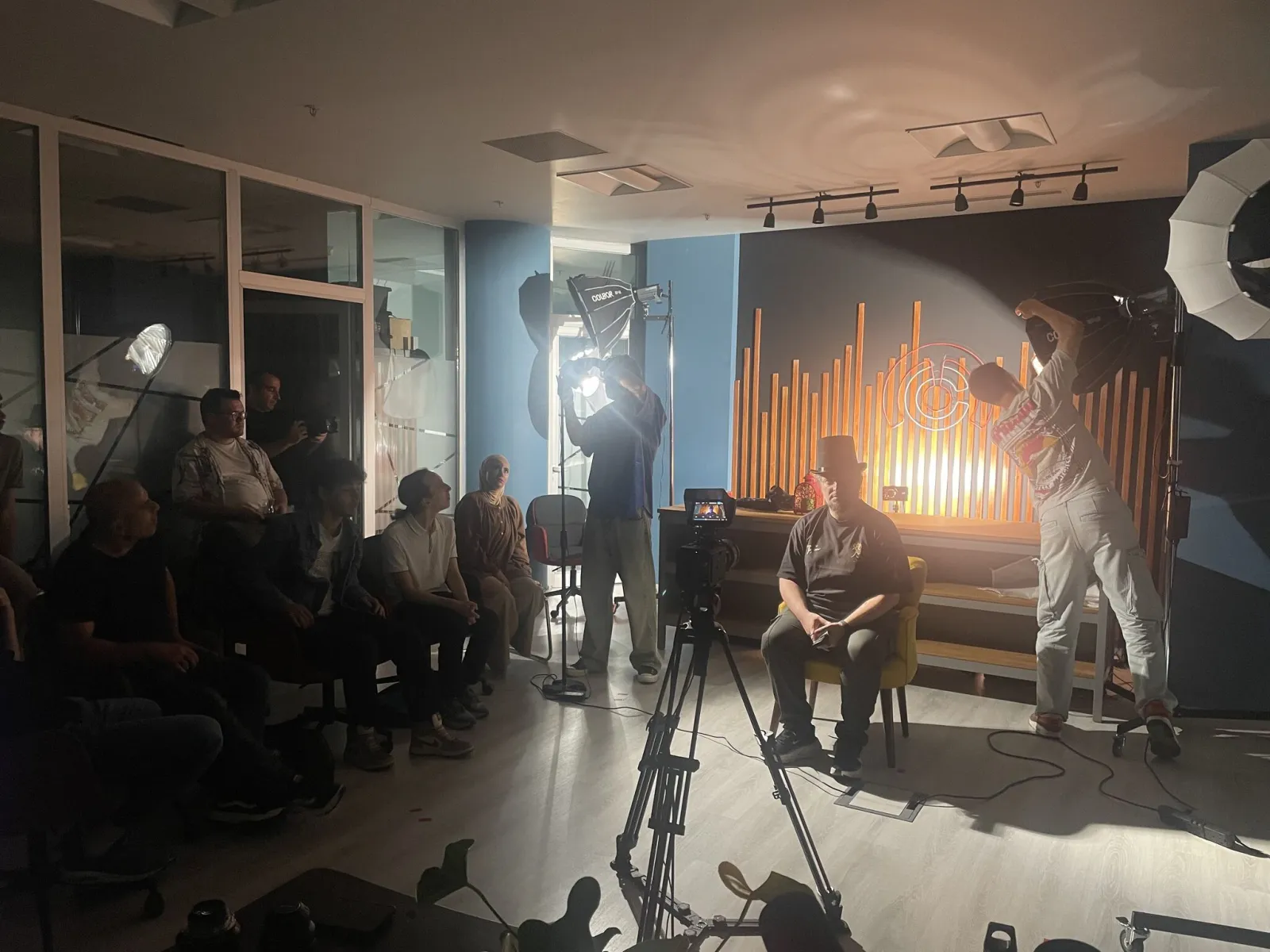 Cinema camera training session in the studio