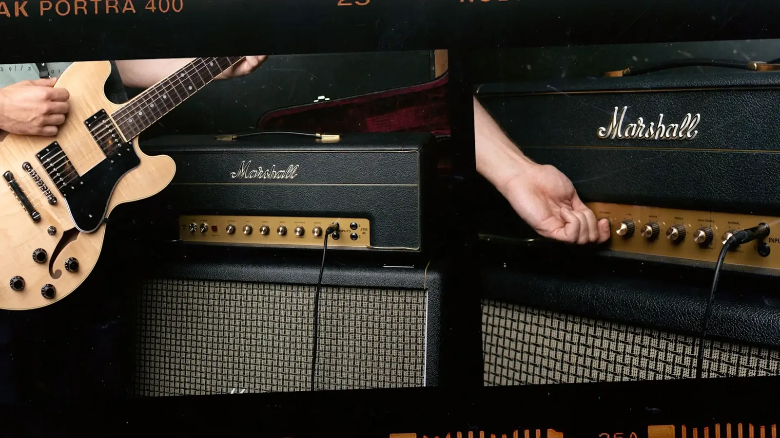 Marshall vintage amp on stage